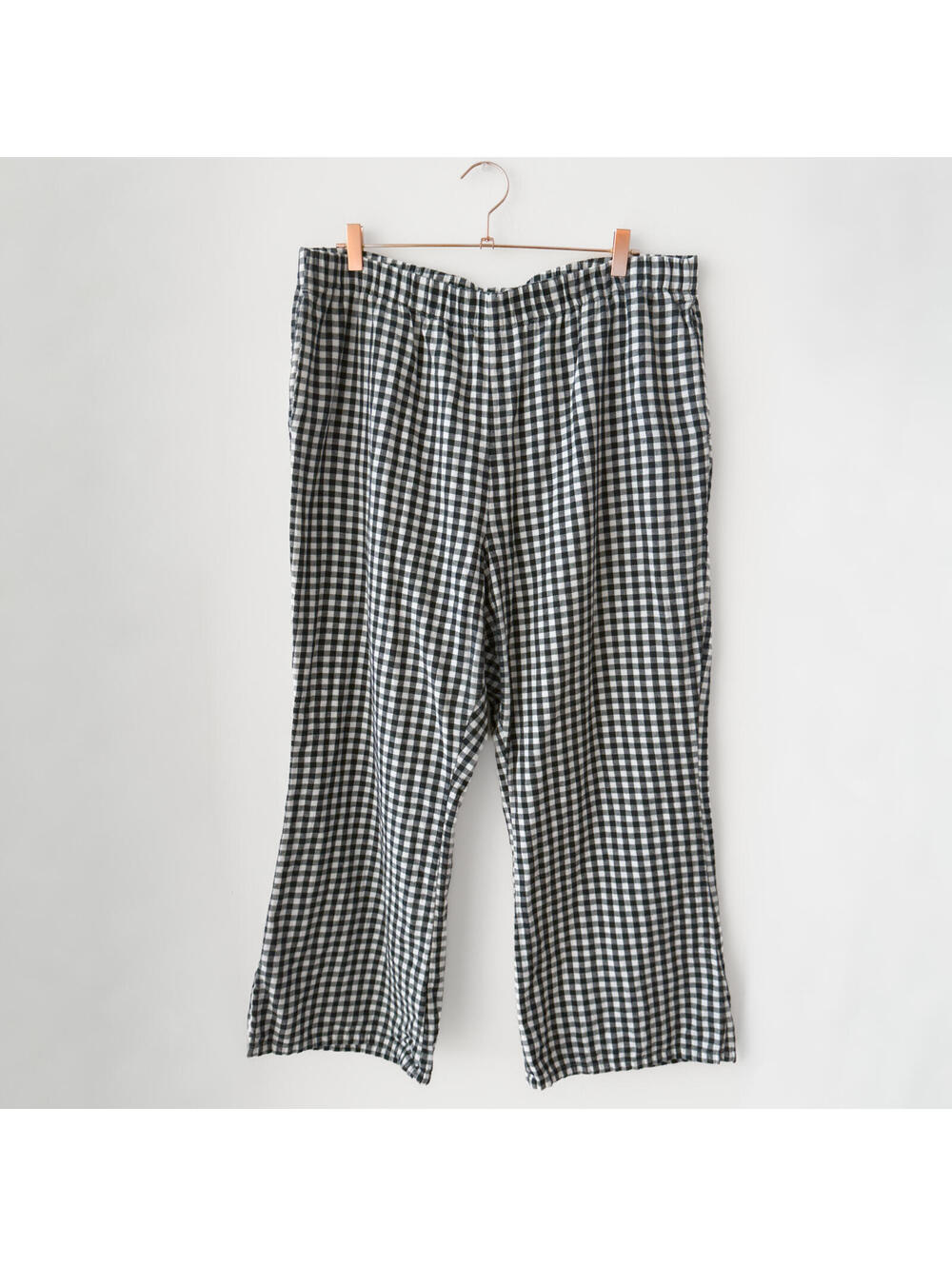 American Eagle Black and White Gingham Wide-Leg Cropped Pants XXL